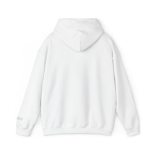 CS Minimalist Logo Hoodie — White Graphic Pullover
