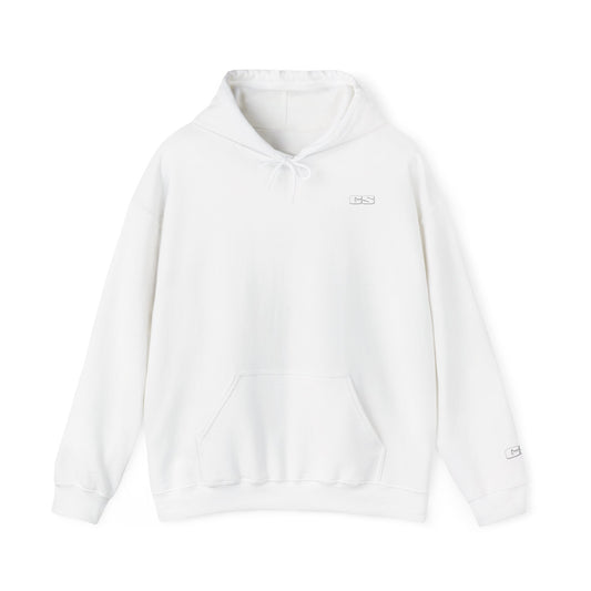 CS Minimalist Logo Hoodie — White Graphic Pullover